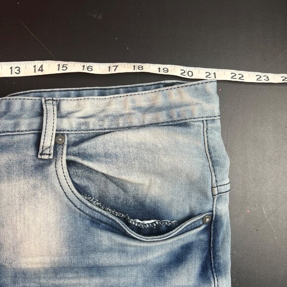 Smoke Rise Men's Distressed Slim Patch Wash Sz 42x32 Denim Jeans Ripped Knees - Picture 6 of 10